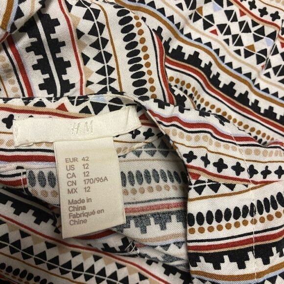 H&M Geometric Design Dress, Brown, Sz 12 - Picture 6 of 10